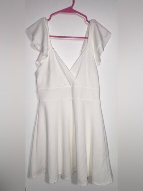 Altar'd State White Flutter Sleeve Mini Dress